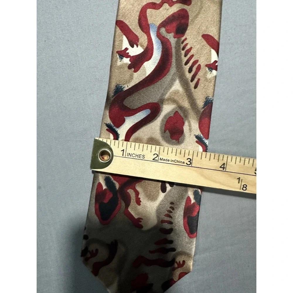 VTG Cocktail Colors Red/Gold Abstract Silk‎ Necktie